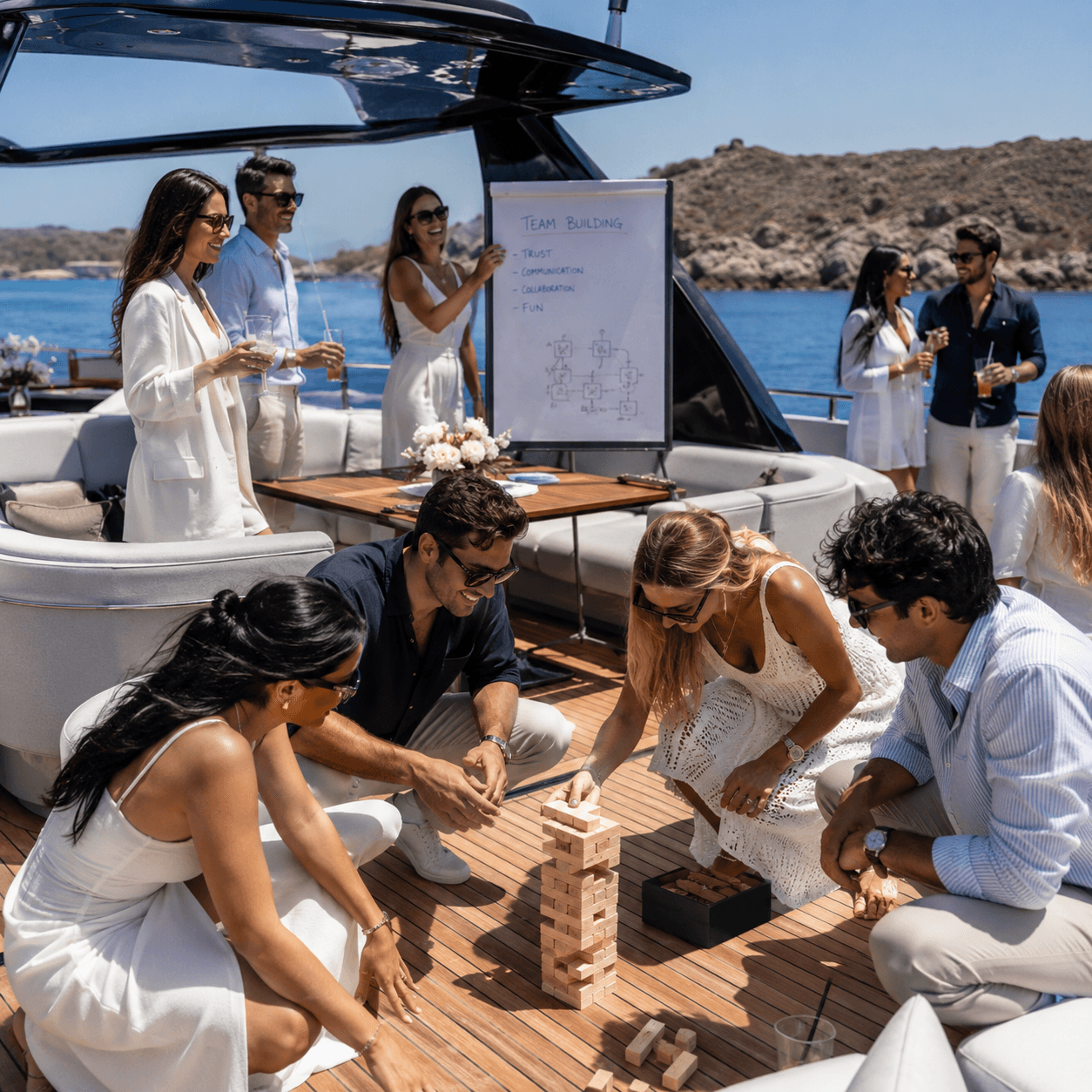 Corporate hospitality aboard a private yacht