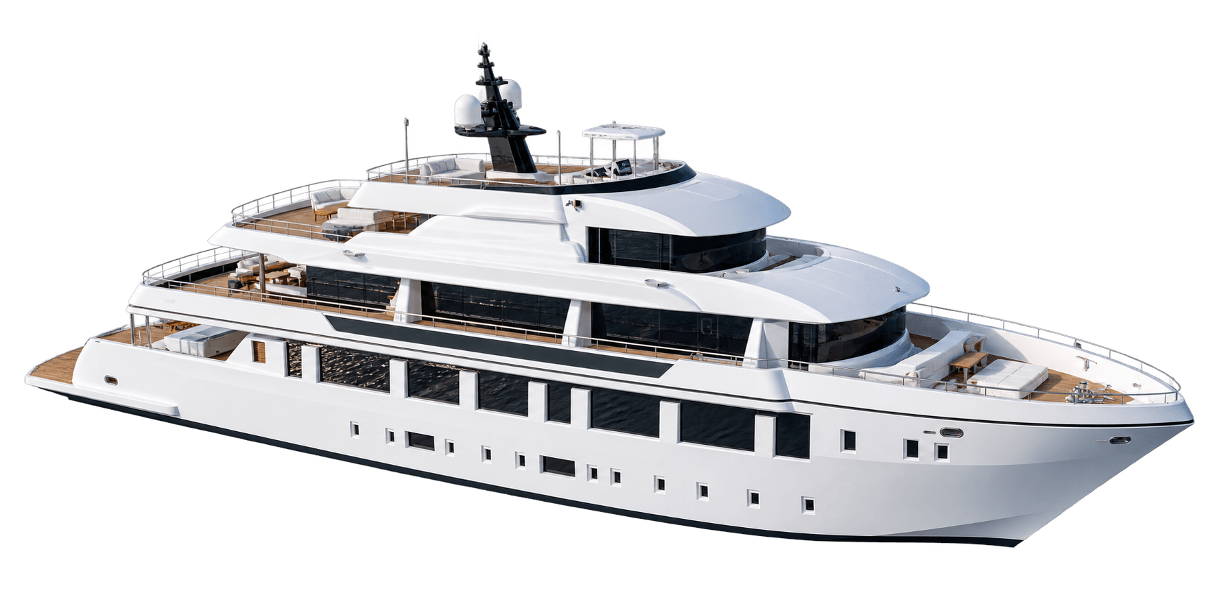 Luxury motor yacht moving across open water
